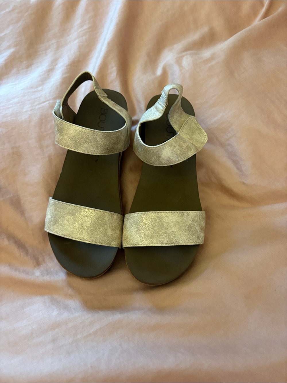 Corkys Metallic Gold Two-Strap Ankle Sandals